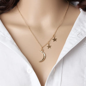 New jewelry crystal Star moon chains necklace